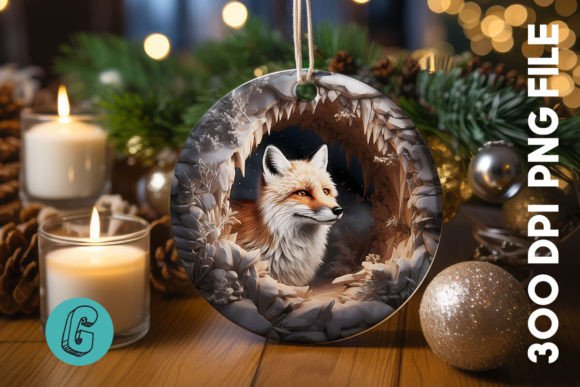 3D Fox Break Through Ornament (01) for Creative Projects