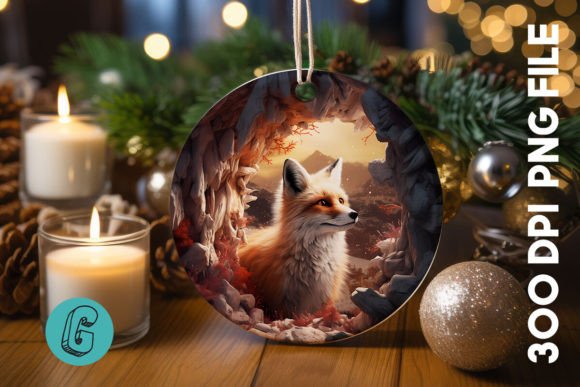 3D Fox Break Through Ornament (04): Creative Digital Asset