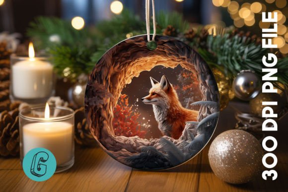 3D Fox Break Through Ornament (05): A Creative Digital Asset