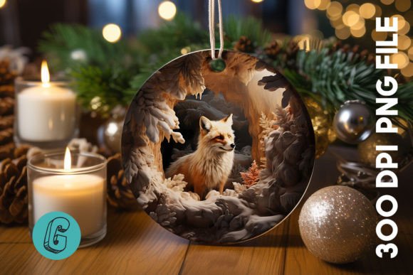 3D Fox Break Through Ornament (19) for Creative Projects