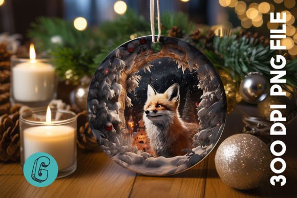 3D Fox Break Through Ornament: Creative Design Asset