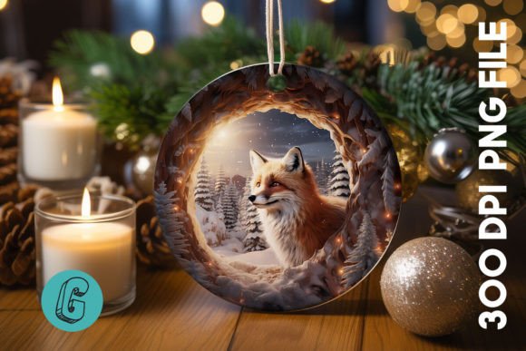 3D Fox Break Through Ornament: Creative Digital Art