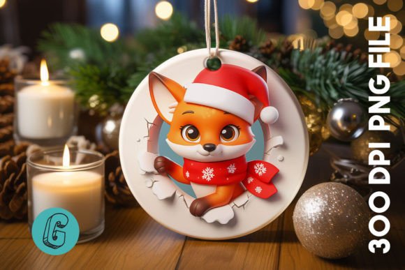 3D Fox Break Through Ornament Front: A Creative Digital Asset