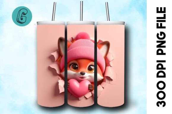 3D Fox Valentine Tumbler Wrap: A Creative Digital Asset