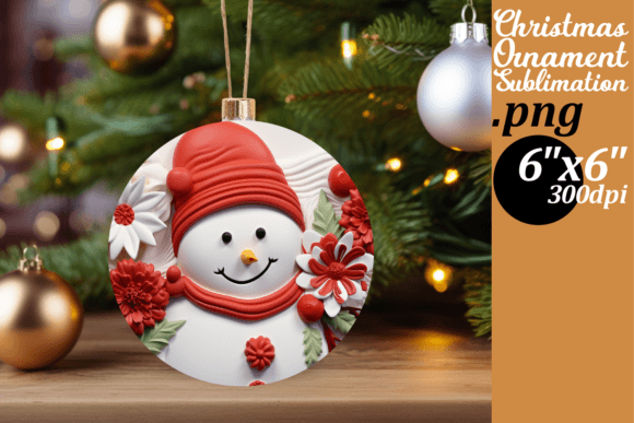3D Holiday Circle Snowman: Festive Sublimation Design