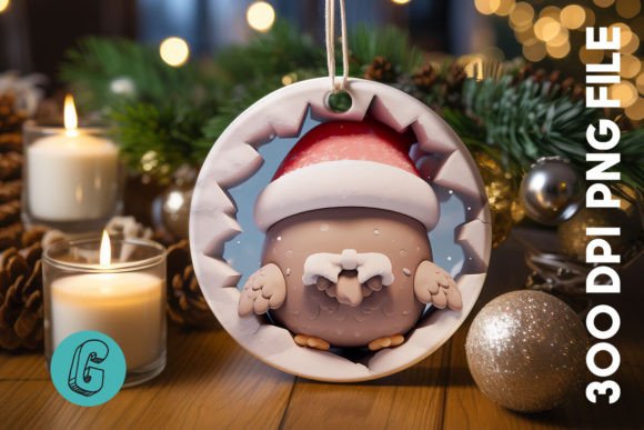 3D Owl Break Through Ornament Back (95) Digital Art