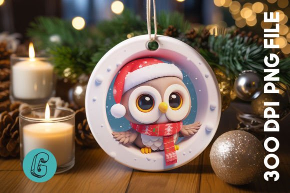 3D Owl Break Through Ornament Front (00) Digital Design