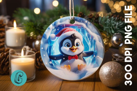 3D Penguin Christmas Ornament Front (08) for Festive Crafts