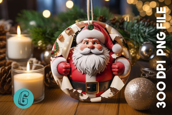 3D Santa Christmas Ornament Front (16): A Festive Digital Design Asset