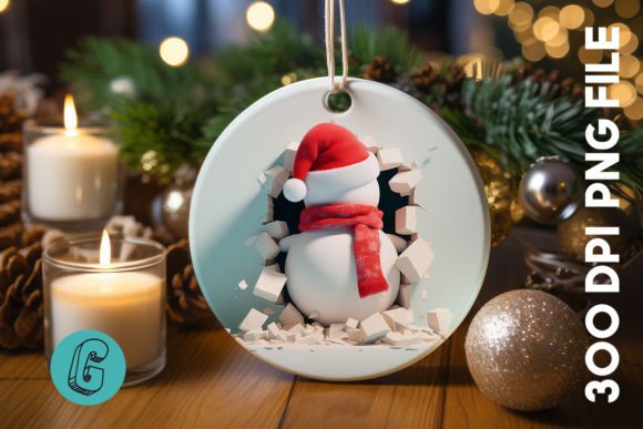 3D Snowman Break Wall Ornament PNG
