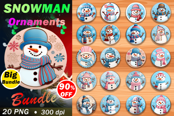 3D Snowman Christmas Ornament Bundle