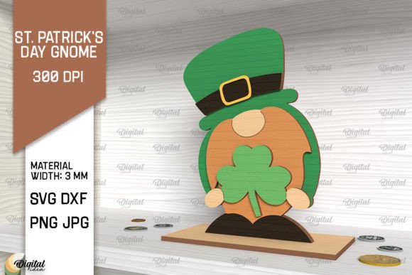 3D St. Patrick's Day Gnome Laaser Cut