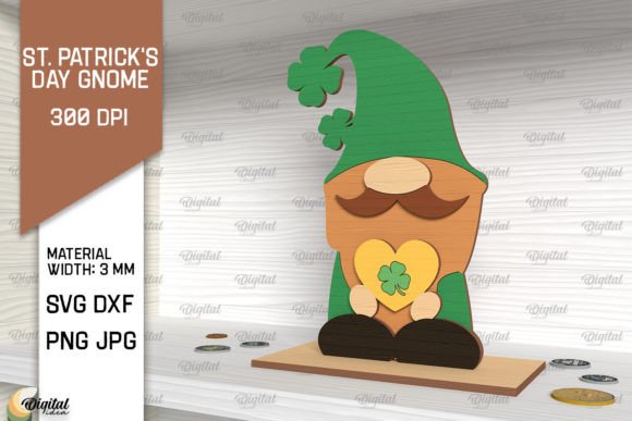 3D St. Patrick's Day Gnome Laser Cut