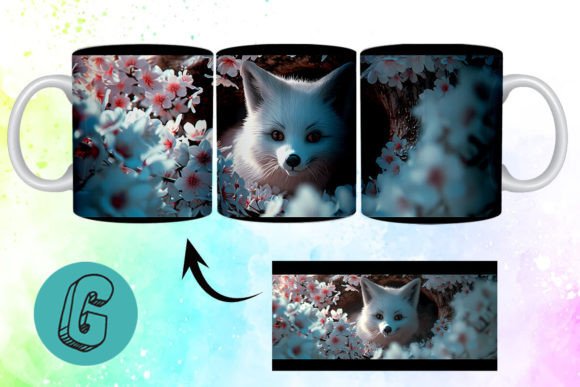 3D Valentine Fox Floral Mug Wrap 12