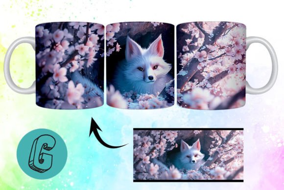 3D Valentine Fox Floral Mug Wrap: Your Next Creative Download