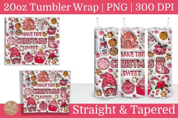 Christmas Inflated 3d Skinny Tumbler PNG: Sip in Festive Style