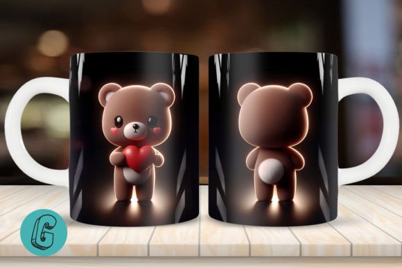 Cute Bear 2 Sided 3D Mug Wrap Set (10): High-Quality Digital Download