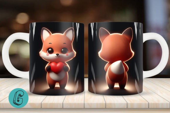Cute Fox 2 Sided 3D Mug Wrap Set: A Creative Digital Asset
