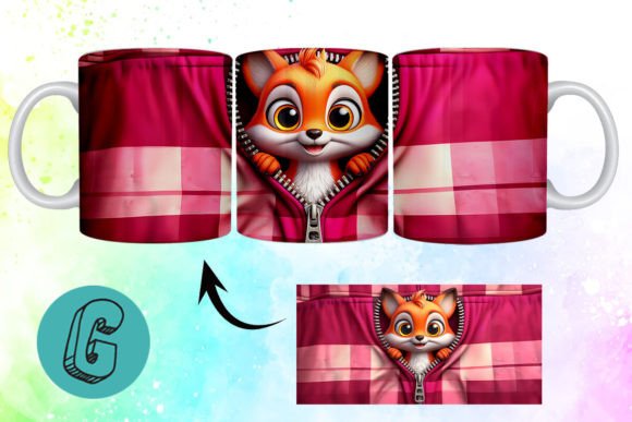 Valentine Cute Fox 3D Mug Wrap: Adorable Design Download