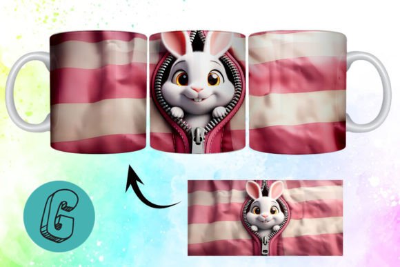 Valentine Cute Rabbit 3D Mug Wrap (11) for Creative Projects