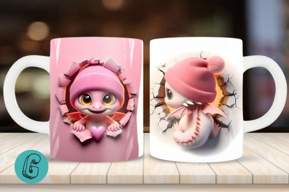 Valentine Dragon 3D Mug Wrap: A Creative Download