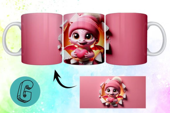 Valentine Dragon 3D Mug Wrap: Your Digital Download for Stunning Crafts