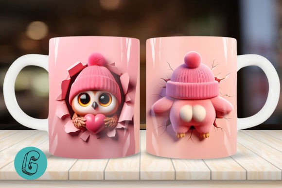 Valentine Owl 3D Mug Wrap 2 Side (03): Your Creative Spark