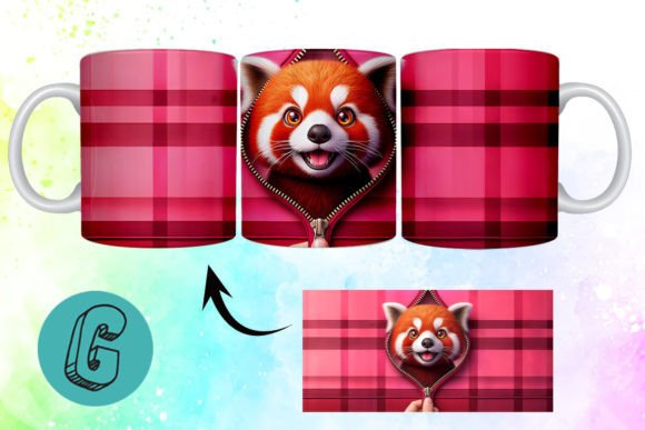Valentine Red Panda 3D Mug Wrap Design